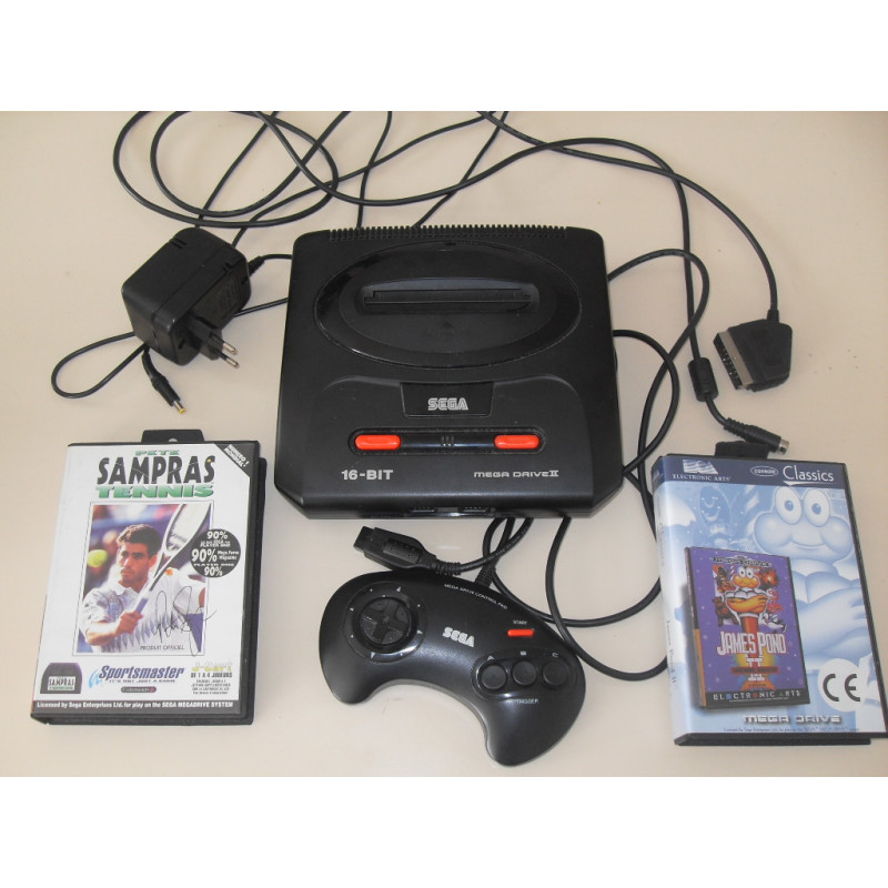 Lot Console Sega Mega Drive + 2 jeux + câbles