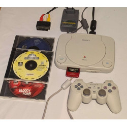 Console Ps One + 3 jeux + manette + carte mémoire + câbles