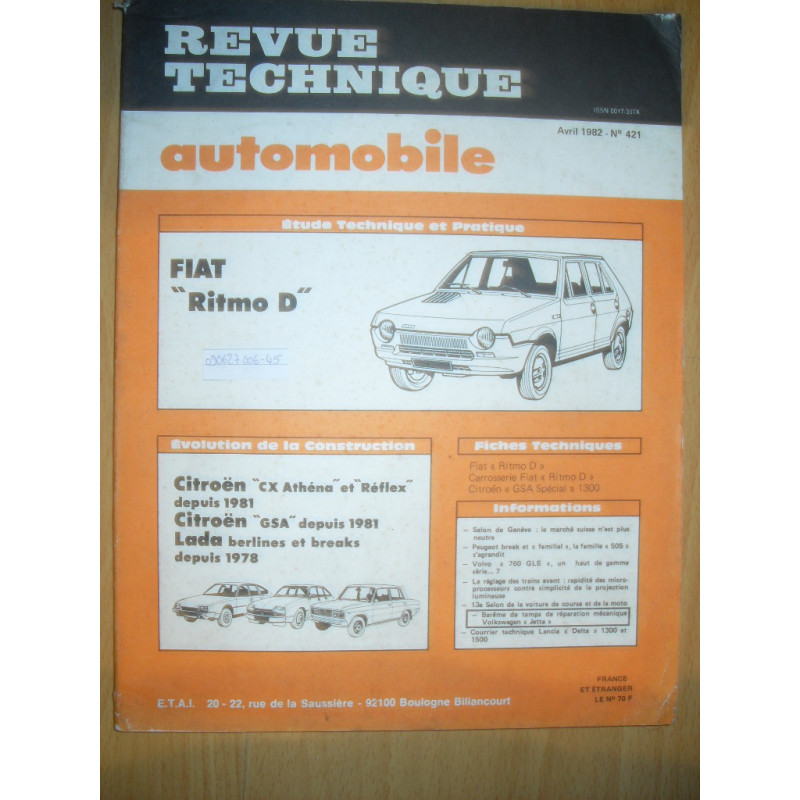 RTA n° 421 Fiat Ritmo D / Citroën GSA 1300