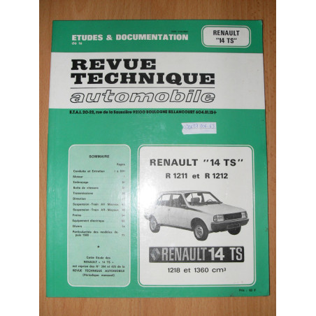RTA CIP 3942 Renault 14 TS R 1211 R 1212